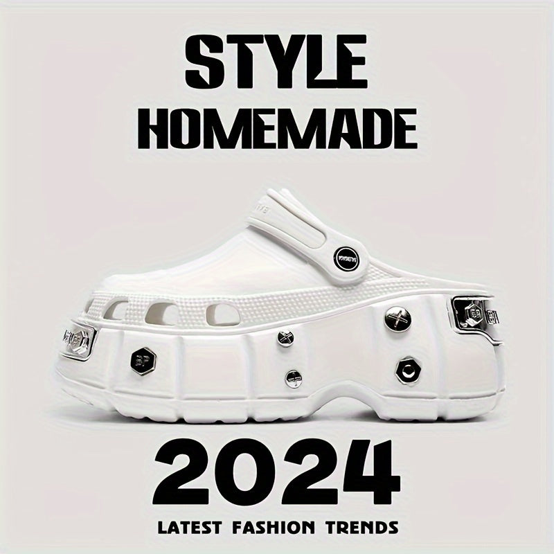 VMI Ayollar uchun Chunky Platforma Clogs, EVA Punk Uslubi, Qalin Taglik bilan Mustahkam, Har Mavsumda Kiymak Uchun Zamonaviy, Orqa Tasmali, Dumaloq Boshli, Bosma Yo'q