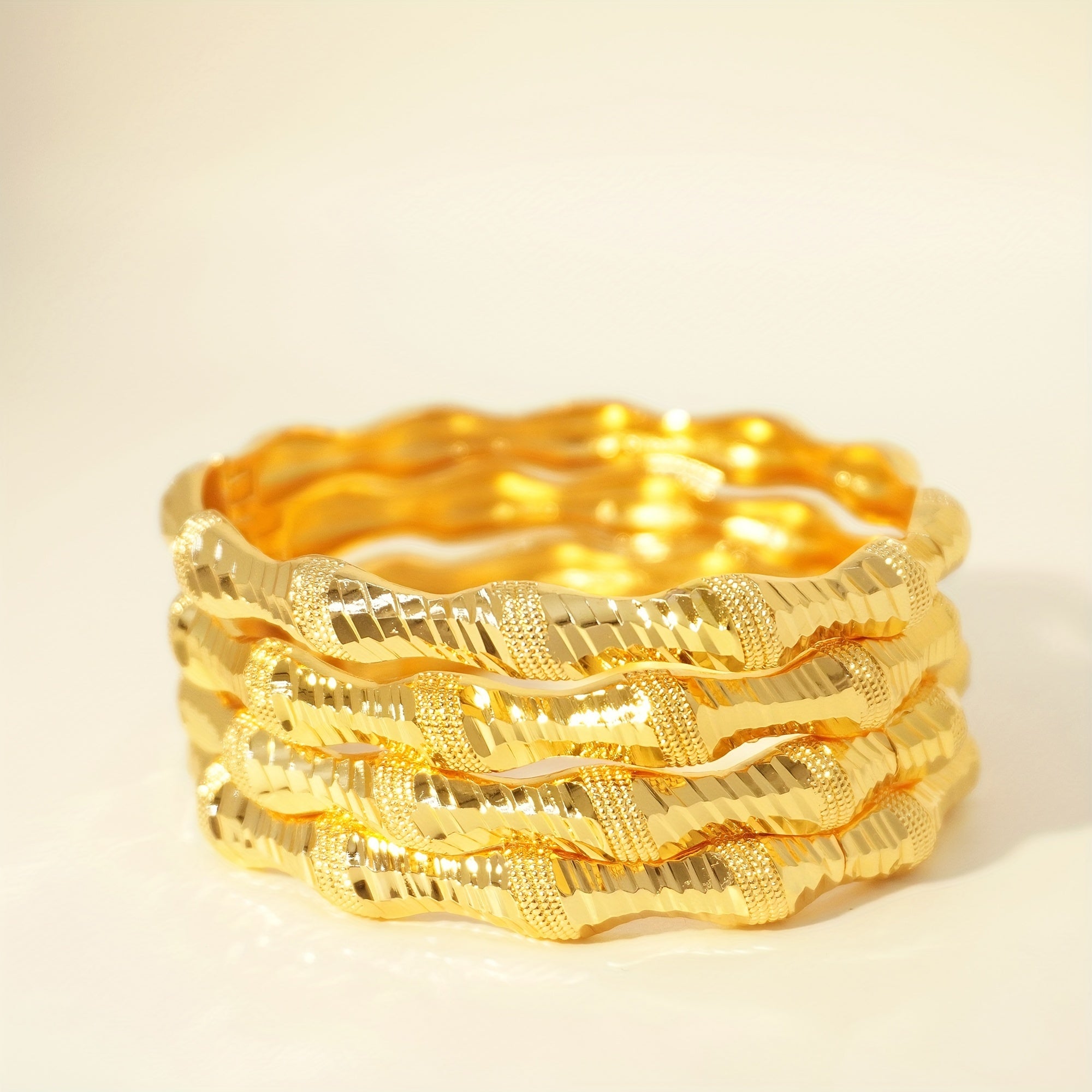 Gold-Plated Copper Cuff Bracelet Set for Women Elegant Jewelry for Everyday and Gifts