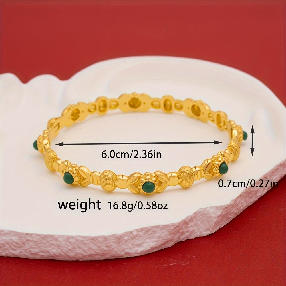 Gold Open Bracelet with Hollow Carved Design for Ladies Festival Jewelry Ethnic Style