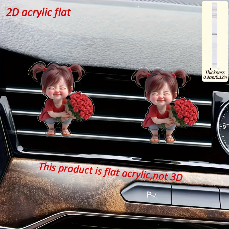 Cute Cartoon Car Air Vent Clip Acrylic Perfumed Fragrance Diffuser Pack