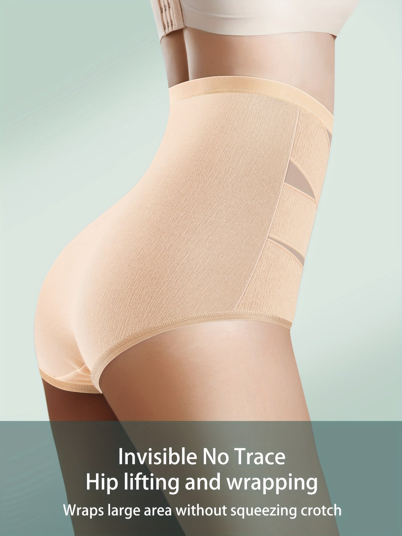 Women's High Waist Tummy Control Panties Mesh Panel Cross-Strap Butt Lift Black Shapewear