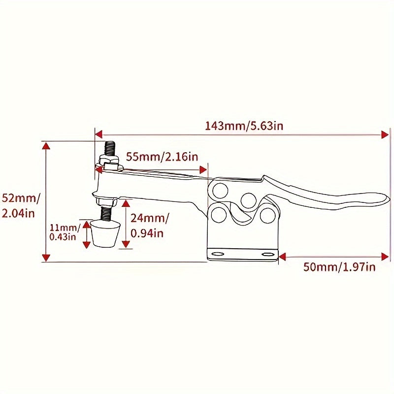 Heavy-Duty Red Toggle Clamps 100kg Quick Release Metal Hand Tools for Woodworking and Metalworking