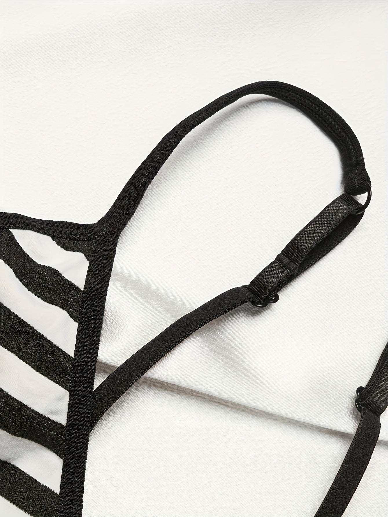 Women's Colorblock Striped Wireless Push-Up Bra and Elastic Panties Lingerie