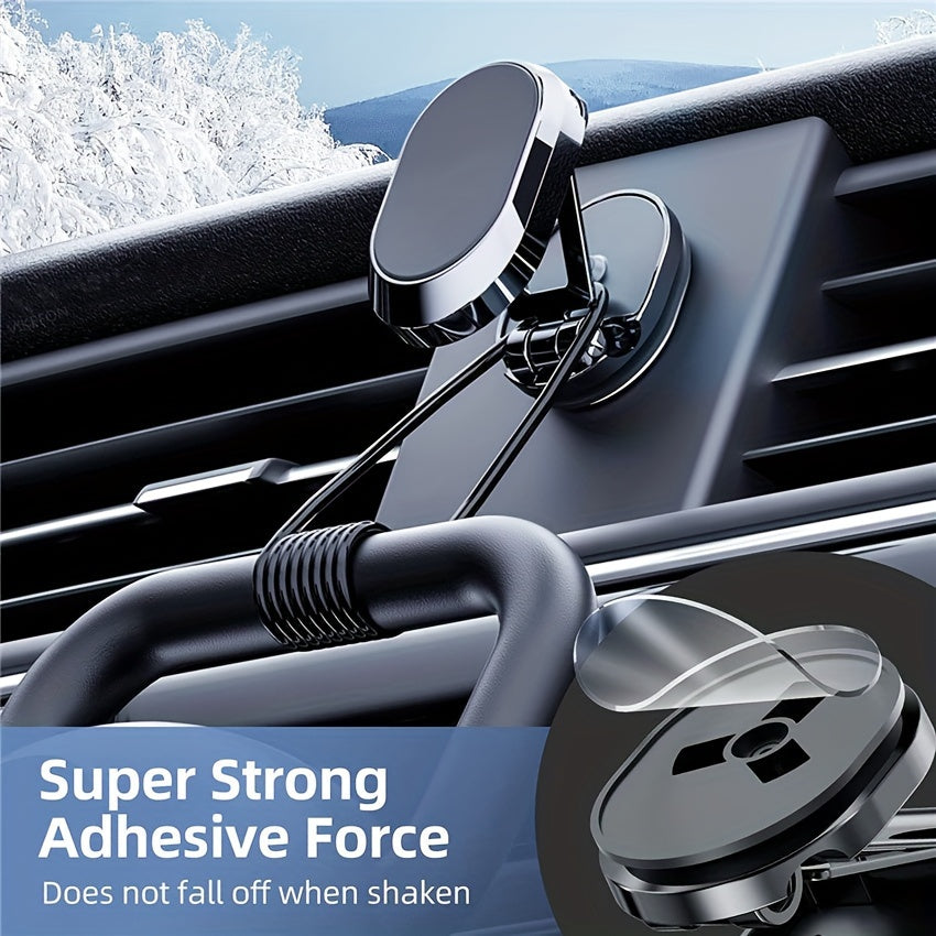 Universal Magnetic Car Phone Holder with 360° Rotation and Retractable Dashboard Mount