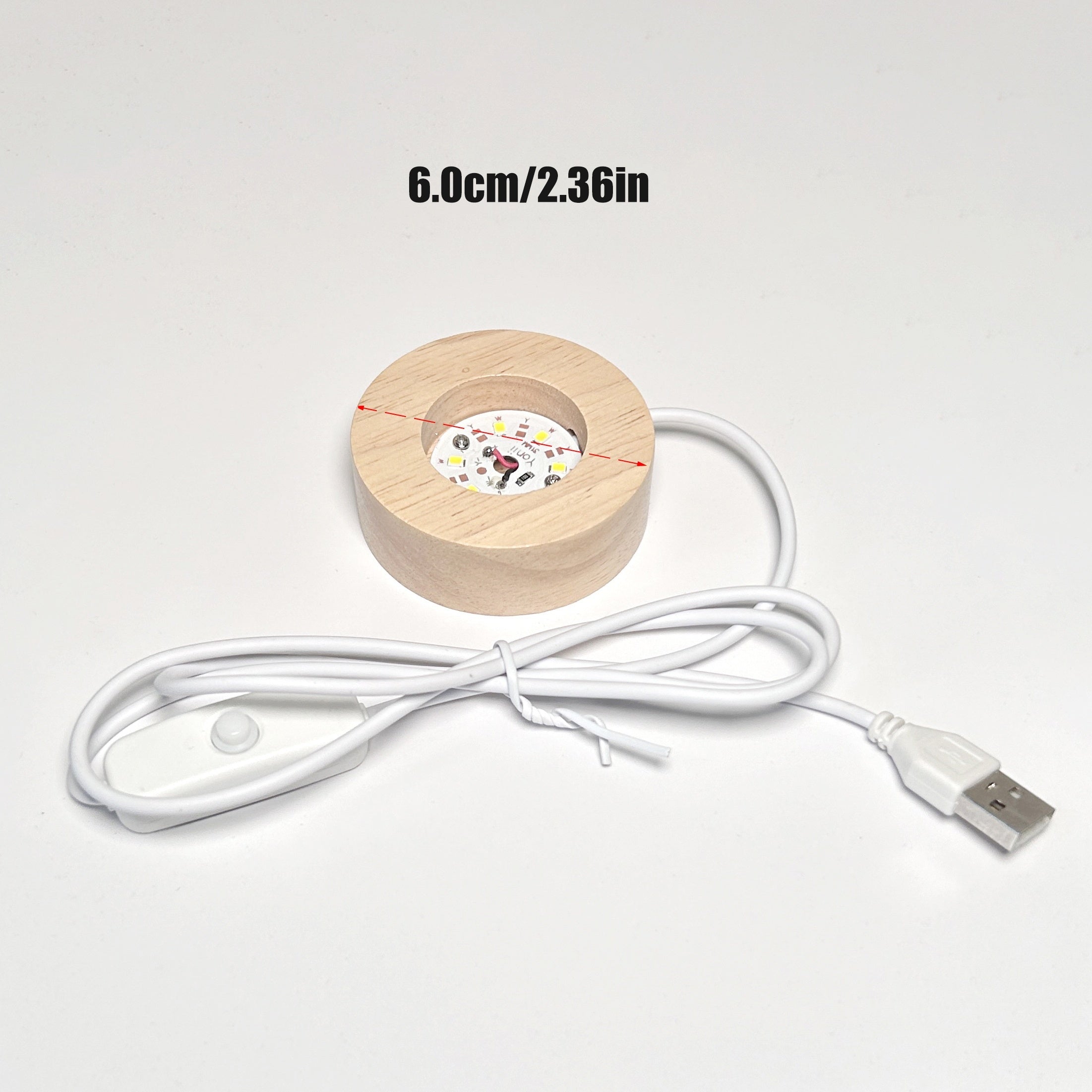 Ручная работа: светодиодная ночная лампа с деревянным основанием и кристальным шаром.