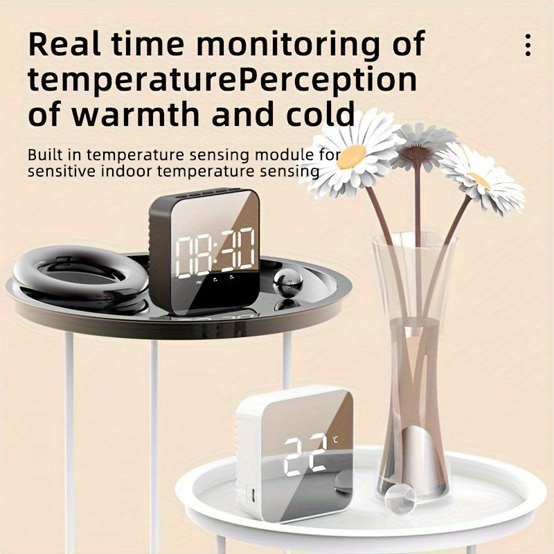 LED Clock with Large Screen Voice Control Temperature Display Alarm for Home Office Decor