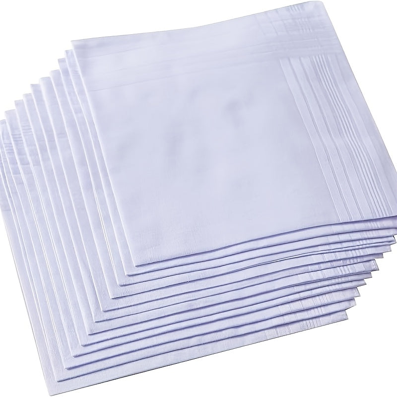 Men's Cotton Handkerchiefs 12 Pack White Woven Hankies with High Absorption