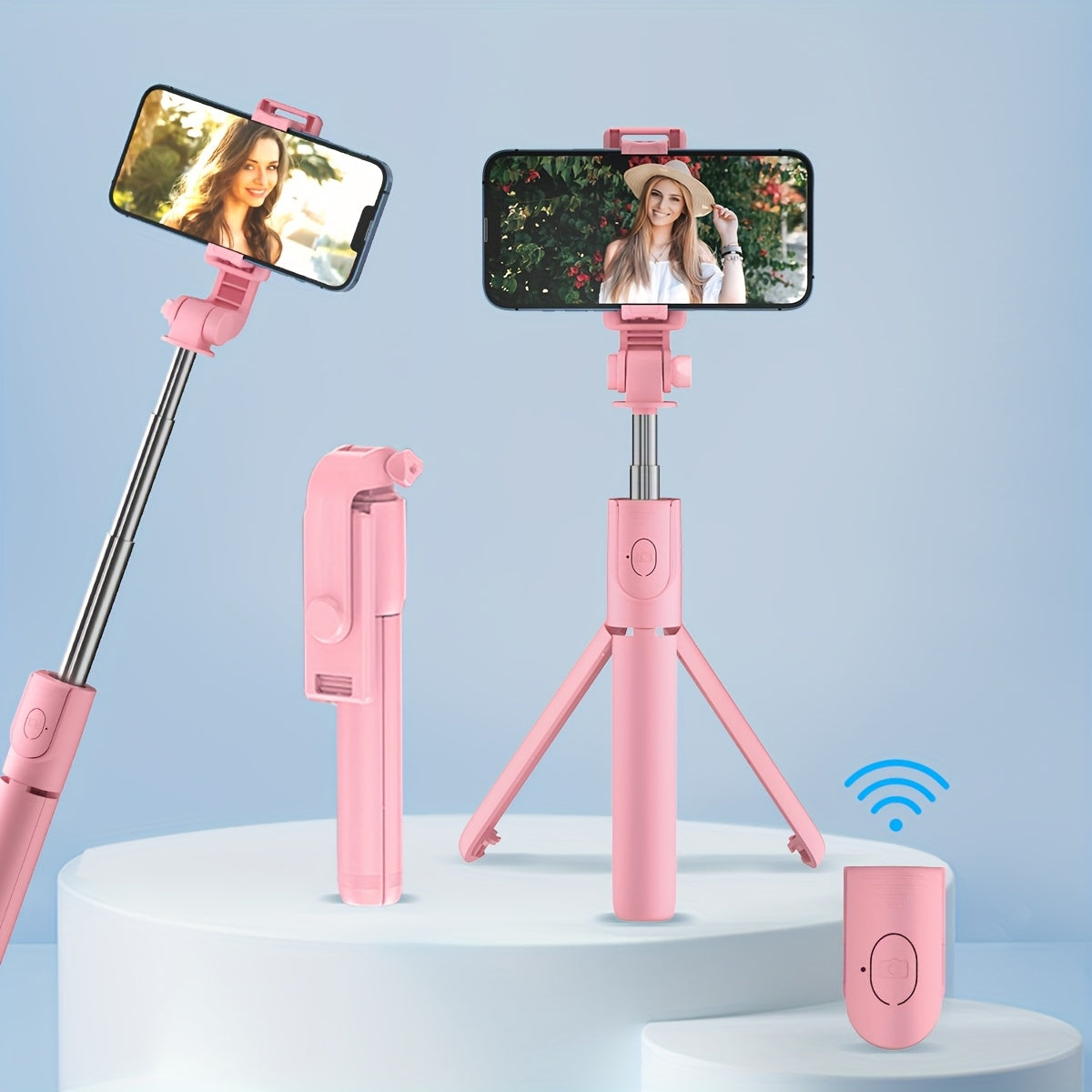Wireless Selfie Stick Tripod with Remote Control Extendable Phone Holder Stand for Smartphones