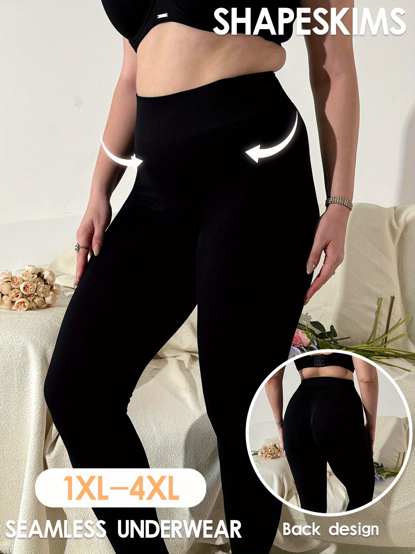 Plus Size Women's High-Waisted Yoga Leggings Tummy Control Breathable Workout Pants