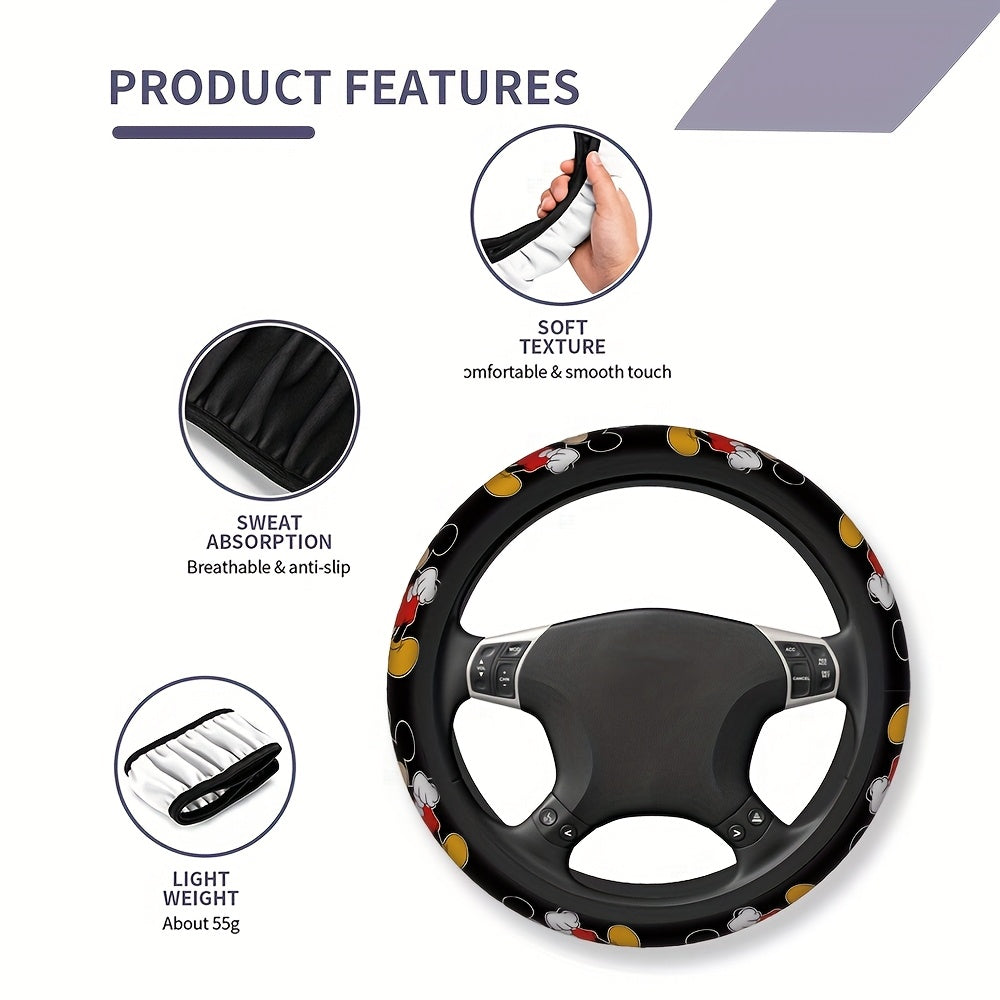 Universal Polyester Fiber Steering Wheel Cover Non-Slip Easy Install