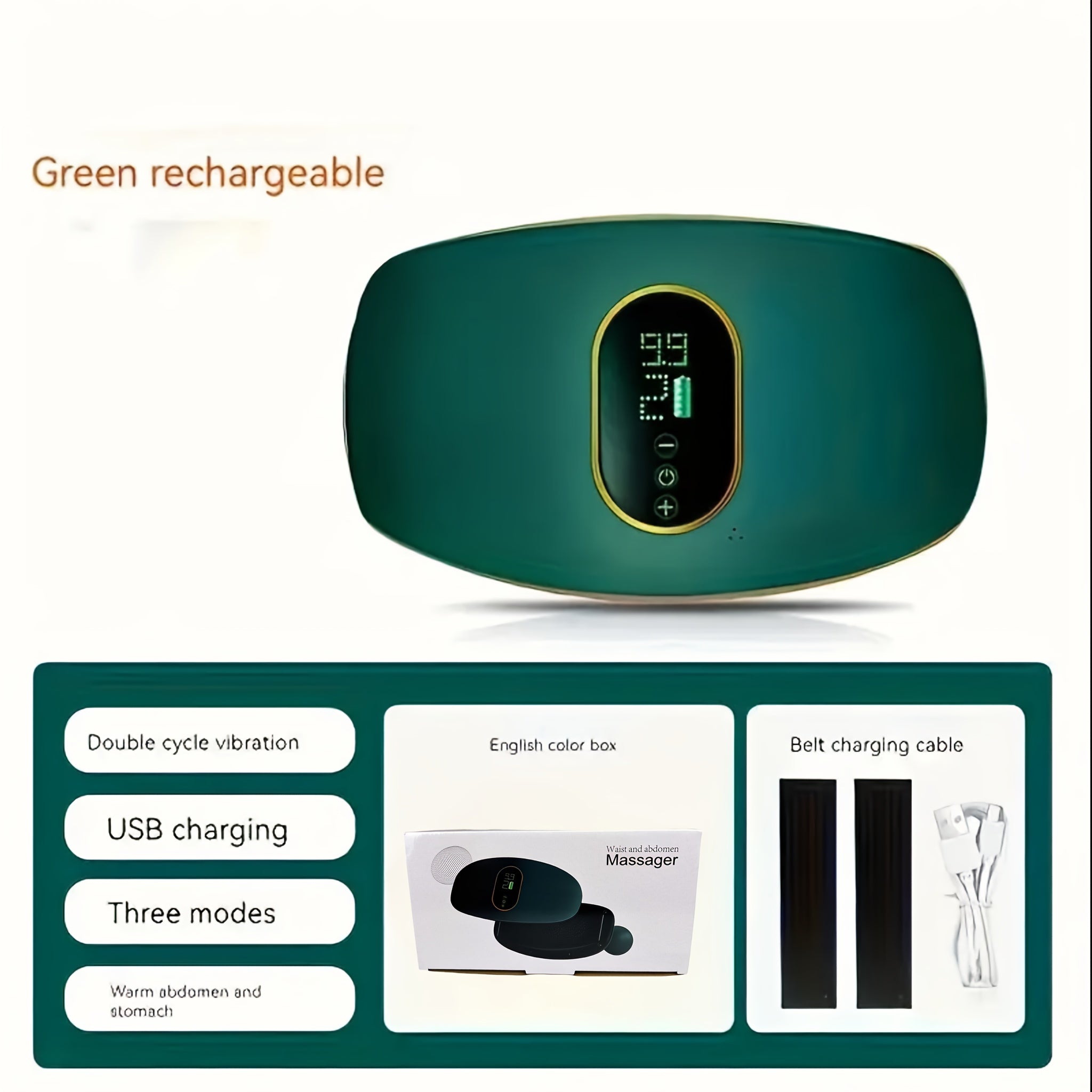 Adjustable Vibration Heating Waist Trainer Elastomer USB Rechargeable