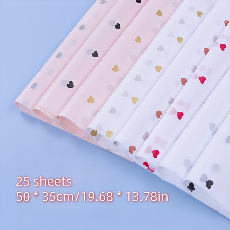 25 Sheets Small Peach and Love Heart Sydney Paper for Gift Wrapping and Decorations