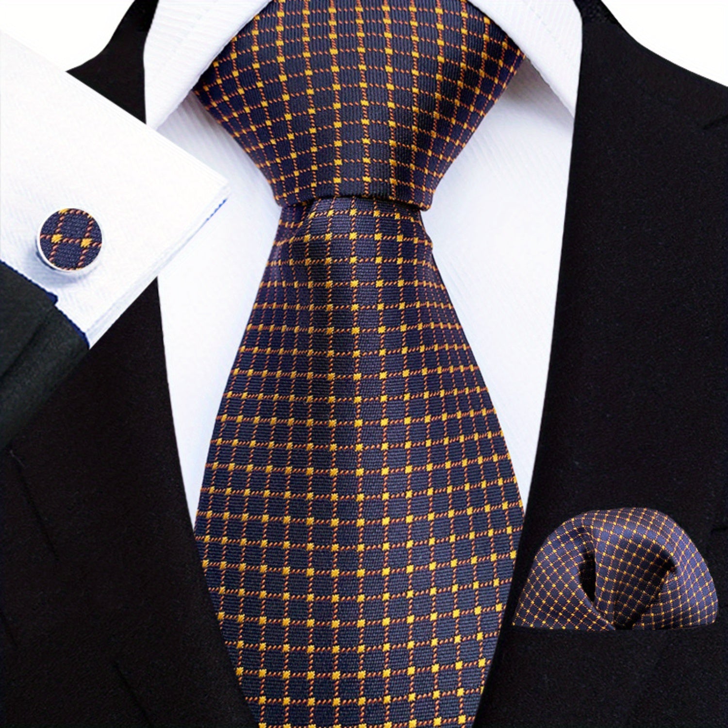 Men's Paisley Floral Necktie Set with Handkerchief and Clip for Formal Occasions