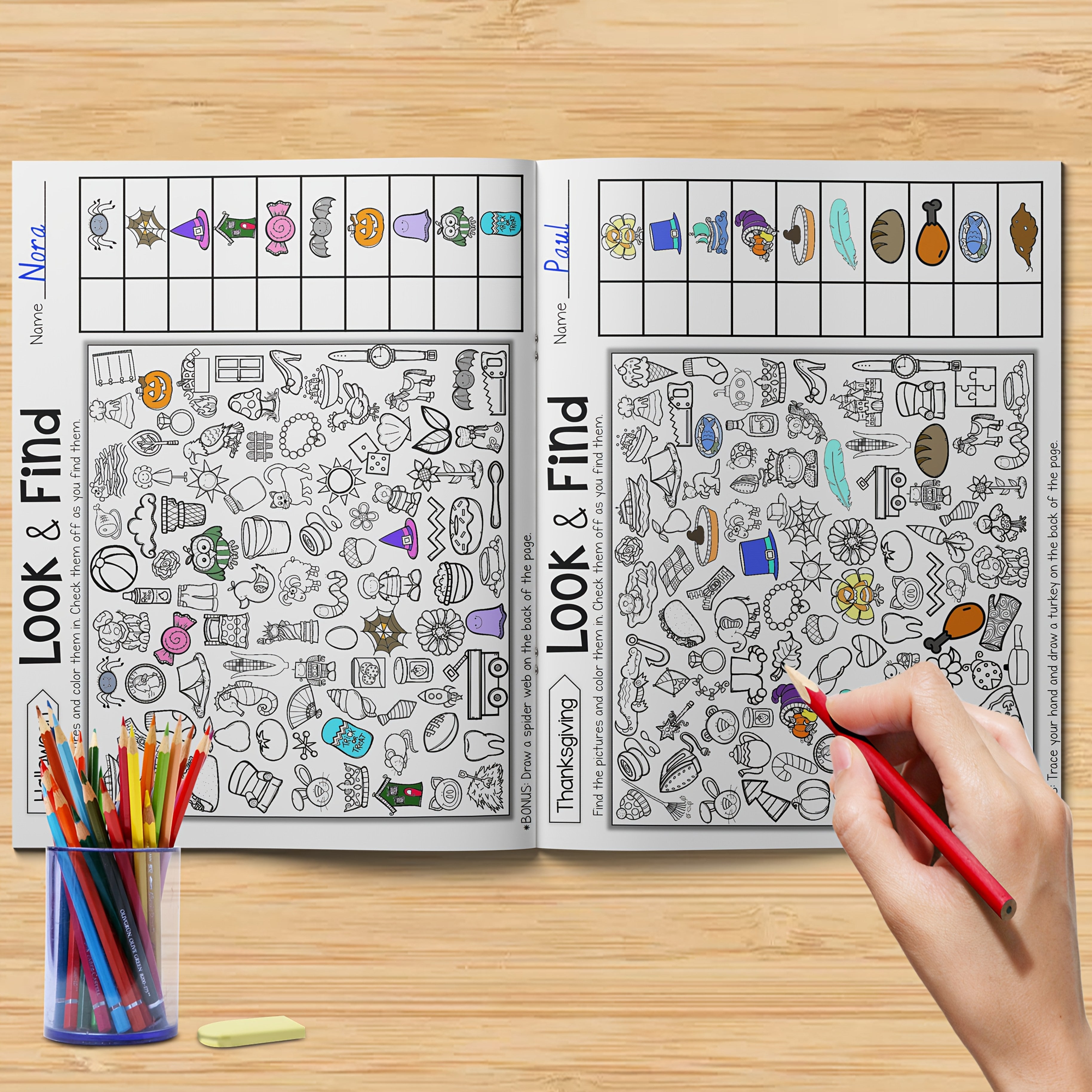 Children's Hidden Object Book for Focus Attention Observation Skills Interactive Activity