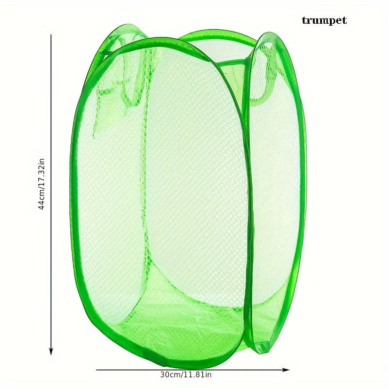 Cesta de ropa plegable de malla para almacenamiento de ropa, cesta portátil con asa