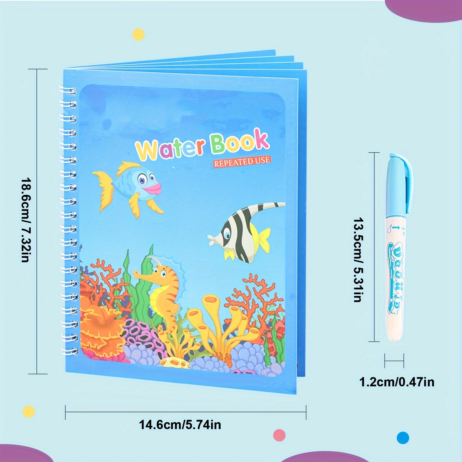 Reusable Water Coloring Books Set for Kids 3+ Portable Educational Color Perception