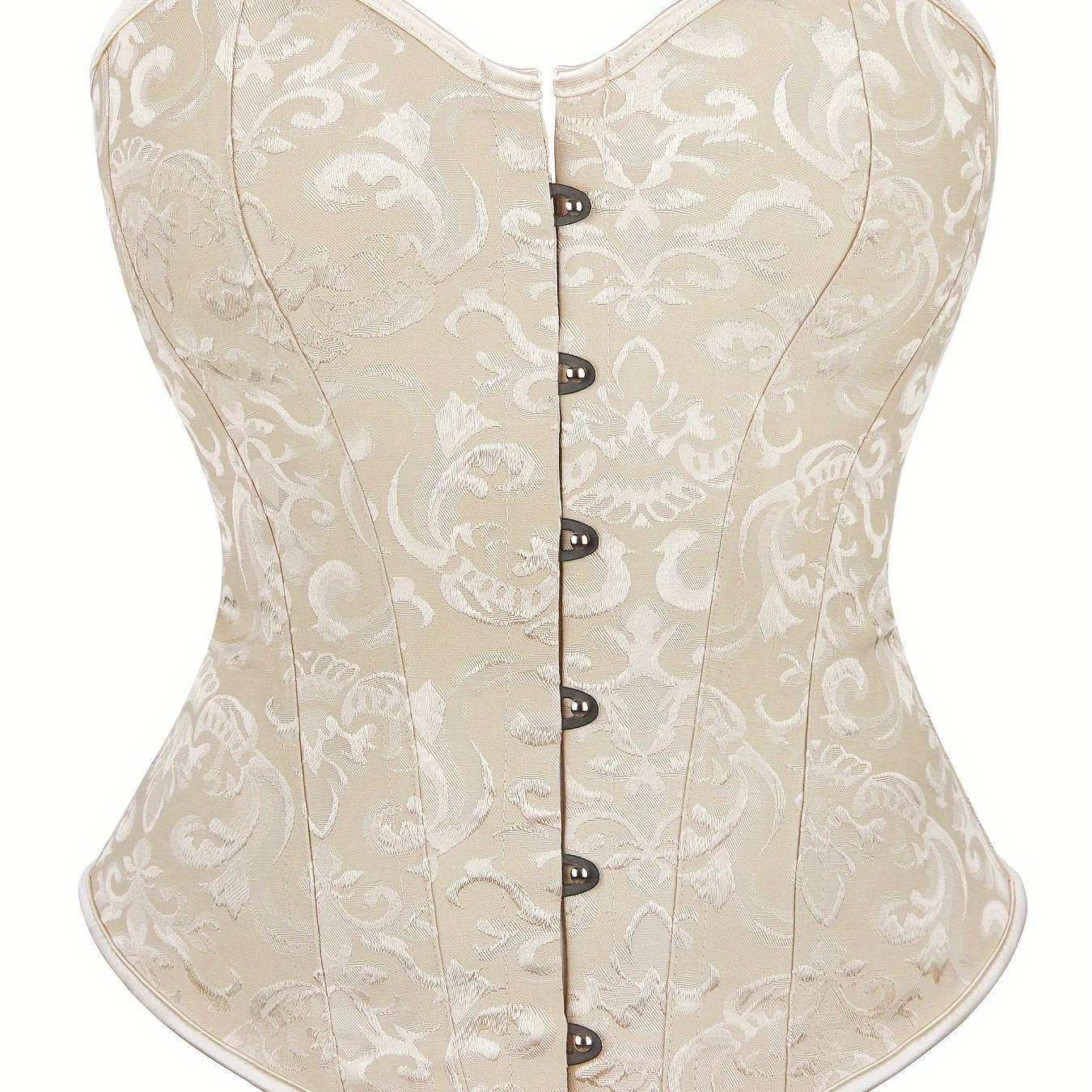 Women's Jacquard Floral Corset Bustier Tummy Control Shapewear with Lace-Up Buckle