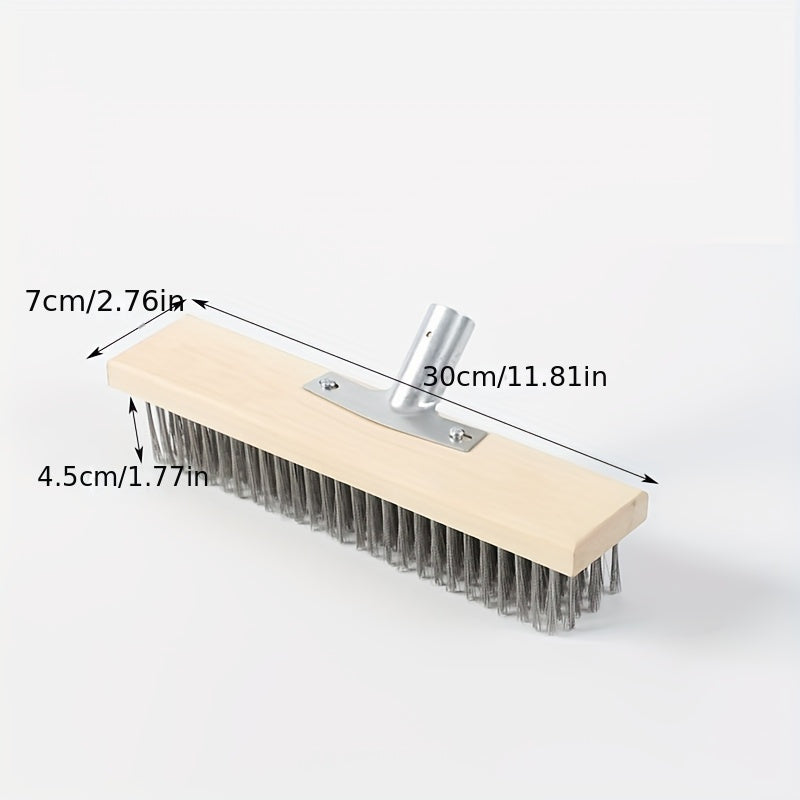 2 ta Tashqi Patio Deck Scrub Brush to'plami, Qattiq Tikanlar bilan, Beton Moxini tozalash uchun Push Broom Bosh, Quvvatlarsiz Og'ir Ishlar uchun Mustahkam Metall Brushlar