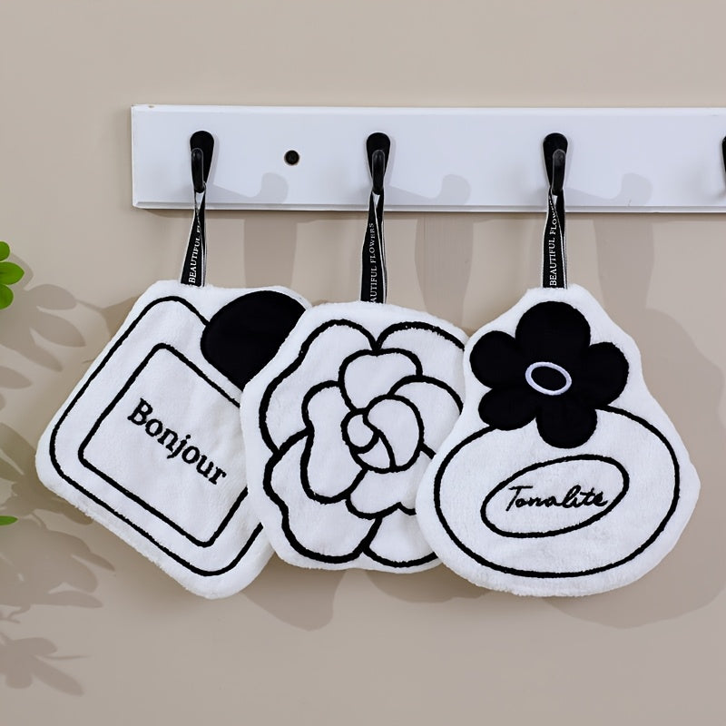 3 Taomlar uchun Luks Kameliya Osma Qo'l Sochiqlari - Yumshoq, Singdiruvchi va Tozalash Oson