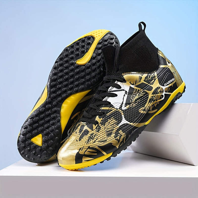 Men's Striped Football Shoes Durable Non-Slip Lightweight All-Season Training and Sports