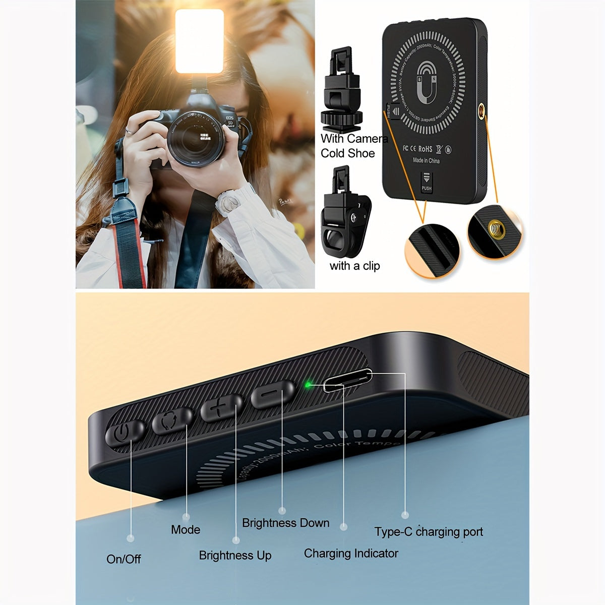 Rechargeable LED Ring Light with Magnetic Attachment and 3 Light Modes for Smartphone Photography and Video Conferencing