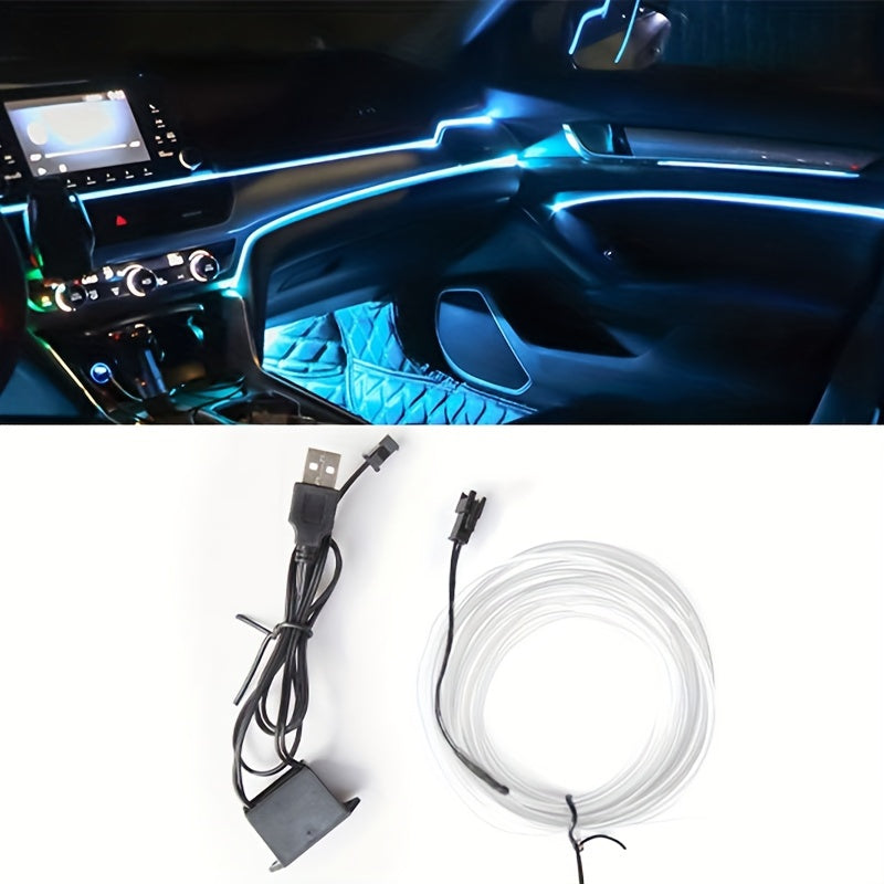 5m Car Interior LED Neon Strip Flexible Ambient Light USB Decor Diode