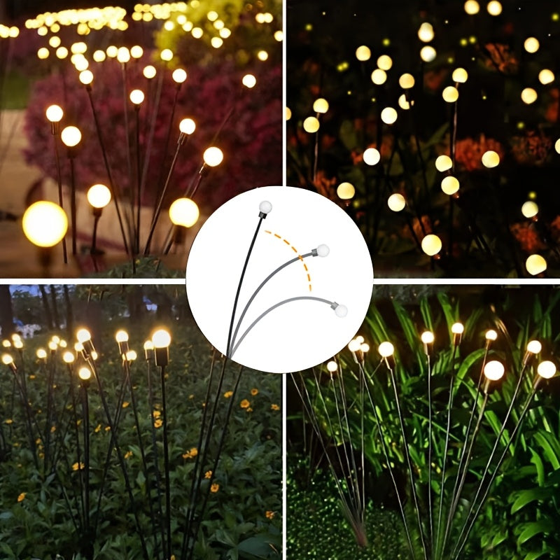 Solar Garden Lights 12 LED Solar Firefly Outdoor Decorative Waterproof Pathway Lawn Yard Patio Warm Multicolor