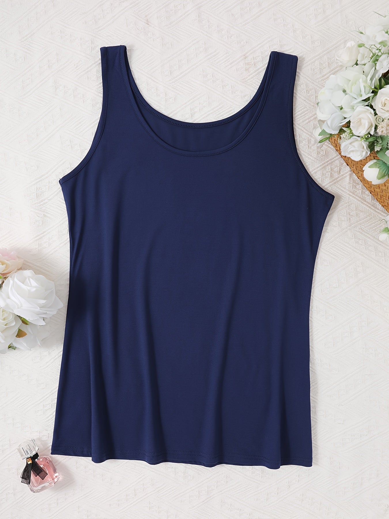 Women's Lounge Tank Tops Pack Plus Size Solid Round Neck Slim Fit Sleepwear