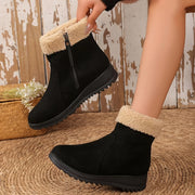 Women's Winter Snow Boots Faux Fur Collar Mid-Heel Slip-Resistant Winter Shoes