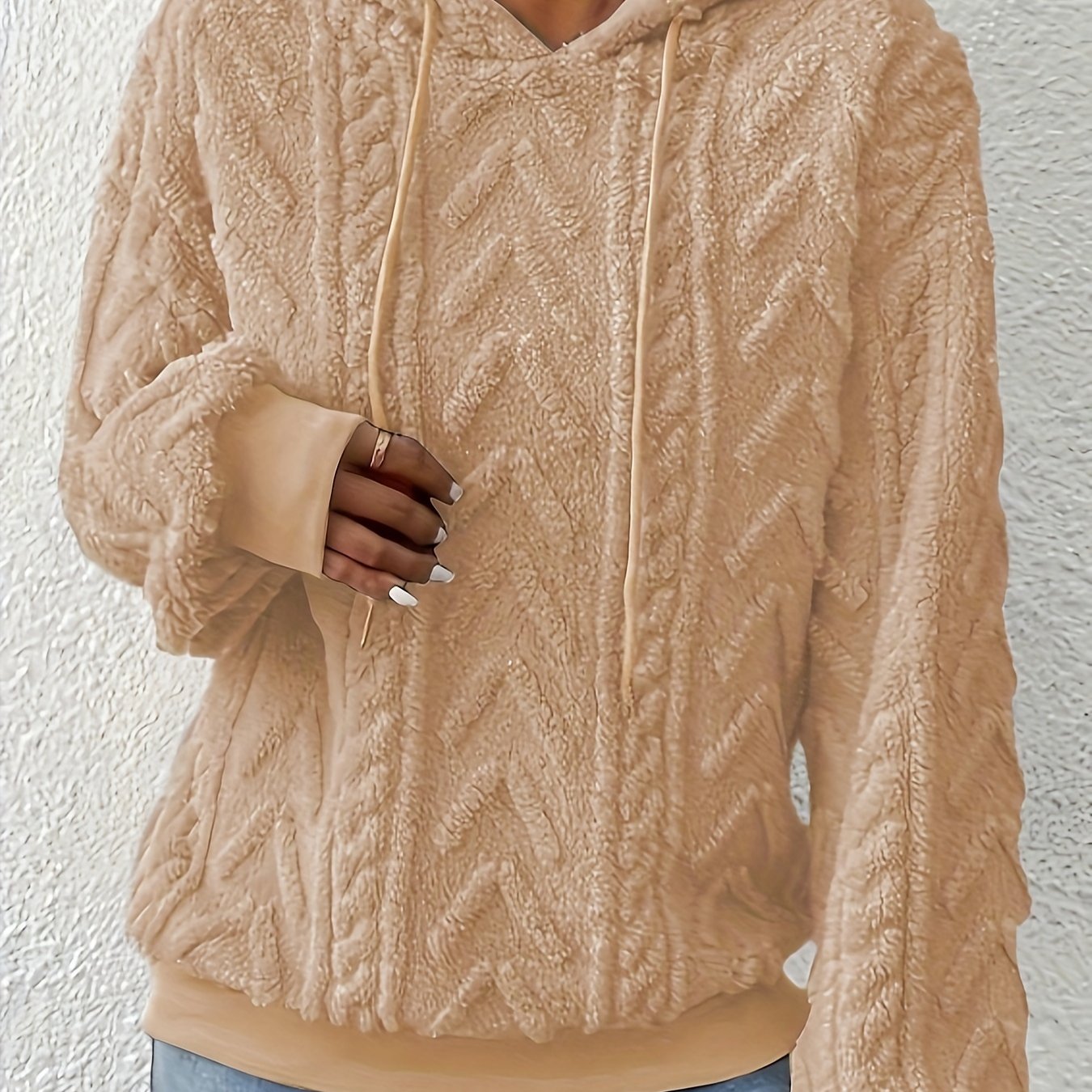 Women's Hooded Pullover Sweater Soft Polyester Spandex Solid Color Machine Washable