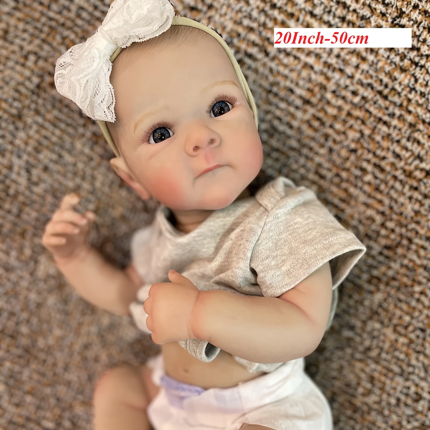 20-Inch Waterproof Vinyl Reborn Girl Doll with Realistic 3D Painted Skin and Hand-Painted Hair
