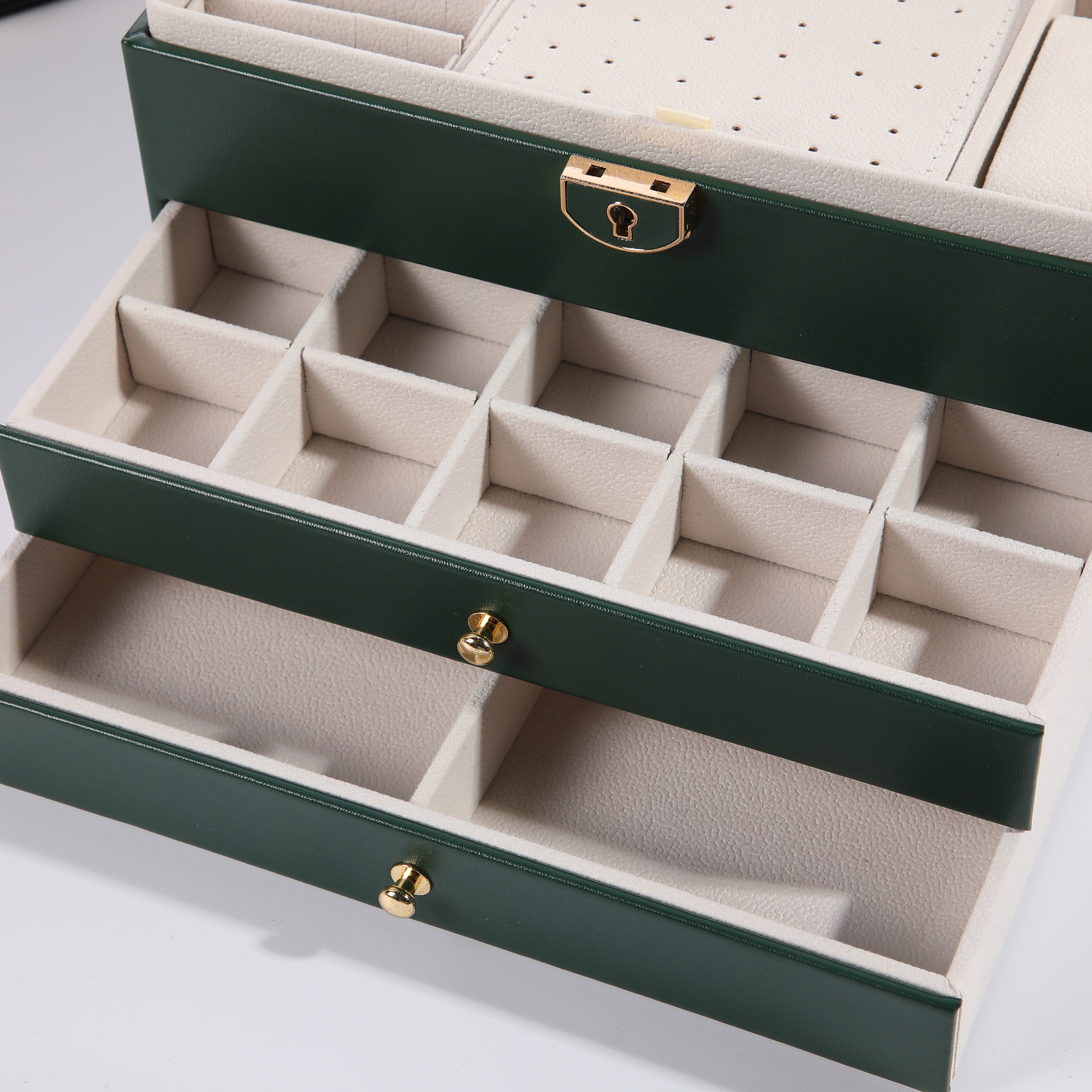 Caja de almacenamiento de joyas con gran capacidad, organizador de varias capas para collares y anillos