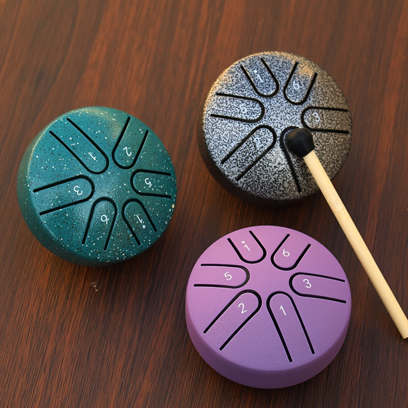 Steel Tongue Drum 3-Inch Stress Relief Meditation Musical Instrument with Drumsticks and Notes