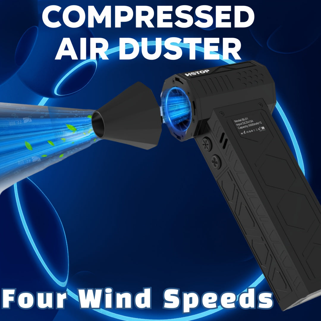 High-Speed Rechargeable Electric Air Duster with LED Light for Electronics and Cleaning