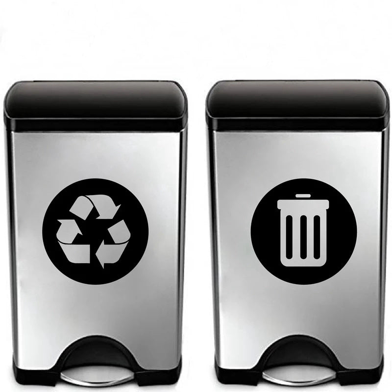 2 Pieces Vinyl Trash Can Labels Removable Garbage Bin Stickers