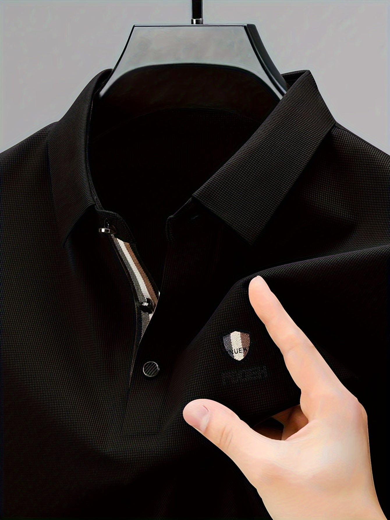 Мужская гольф-рубашка с геометрическим принтом, полиэстер, повседневная, весна, лето, осень