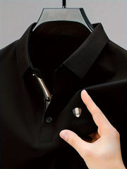 Мужская гольф-рубашка с геометрическим принтом, полиэстер, повседневная, весна, лето, осень