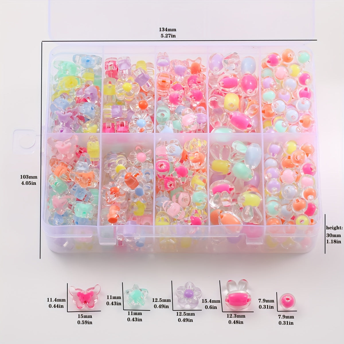 Colorful Transparent Beads Set for DIY Jewelry and Accessories, 400 Pieces