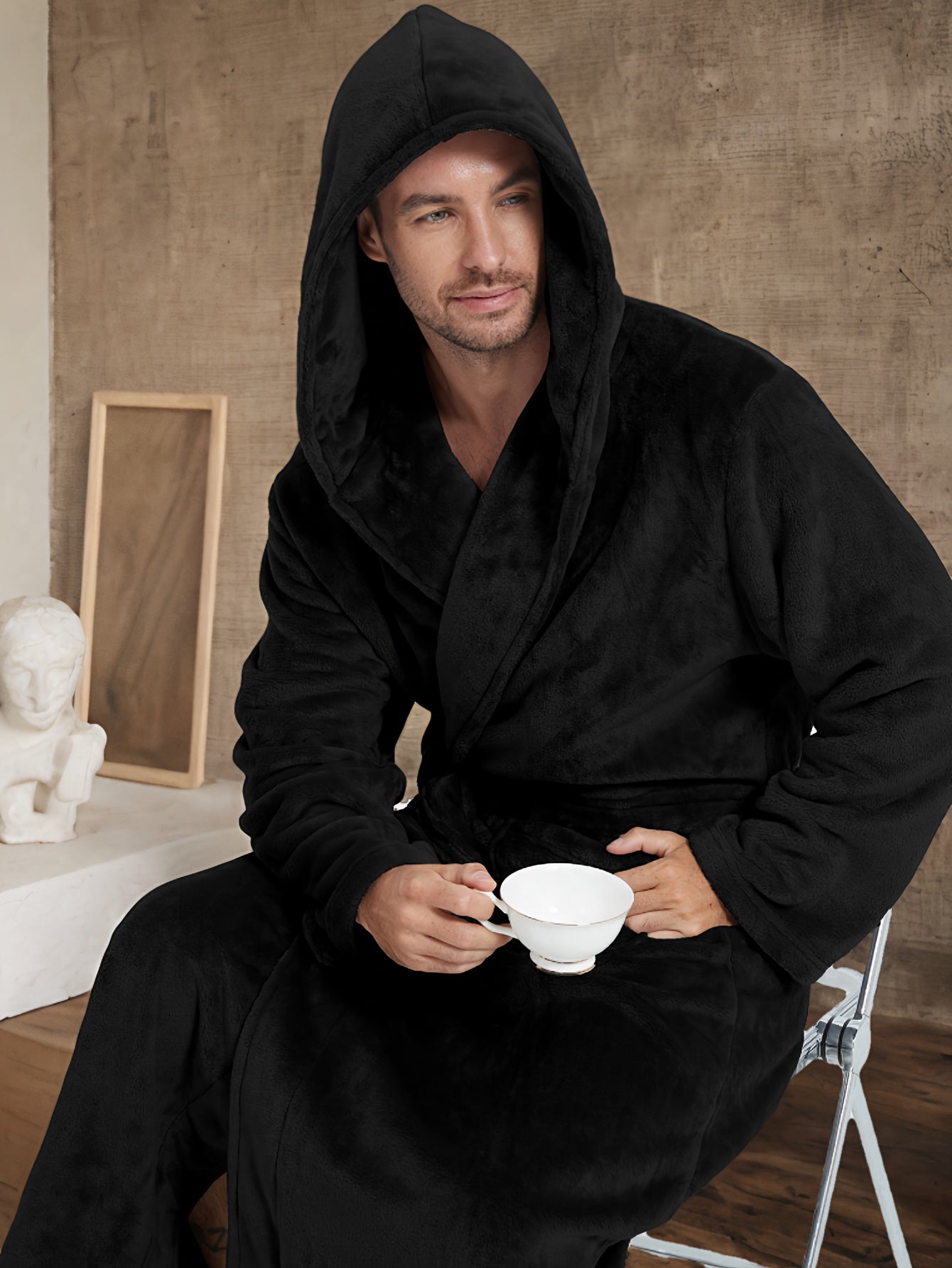 Couples Flannel Hooded Robe Long Sleeve Cozy Loungewear Fall Winter with Pockets