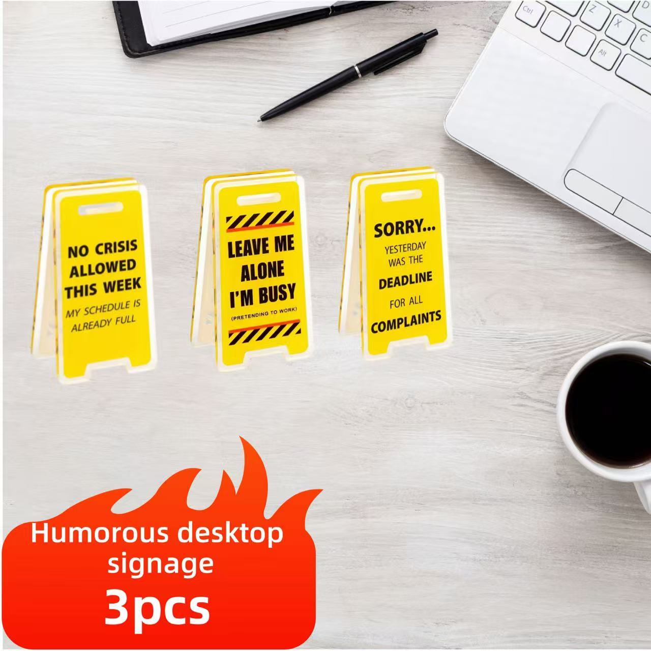 Set of 3 Acrylic Office Desk Signs Funny Room Decor Gifts for Colleagues