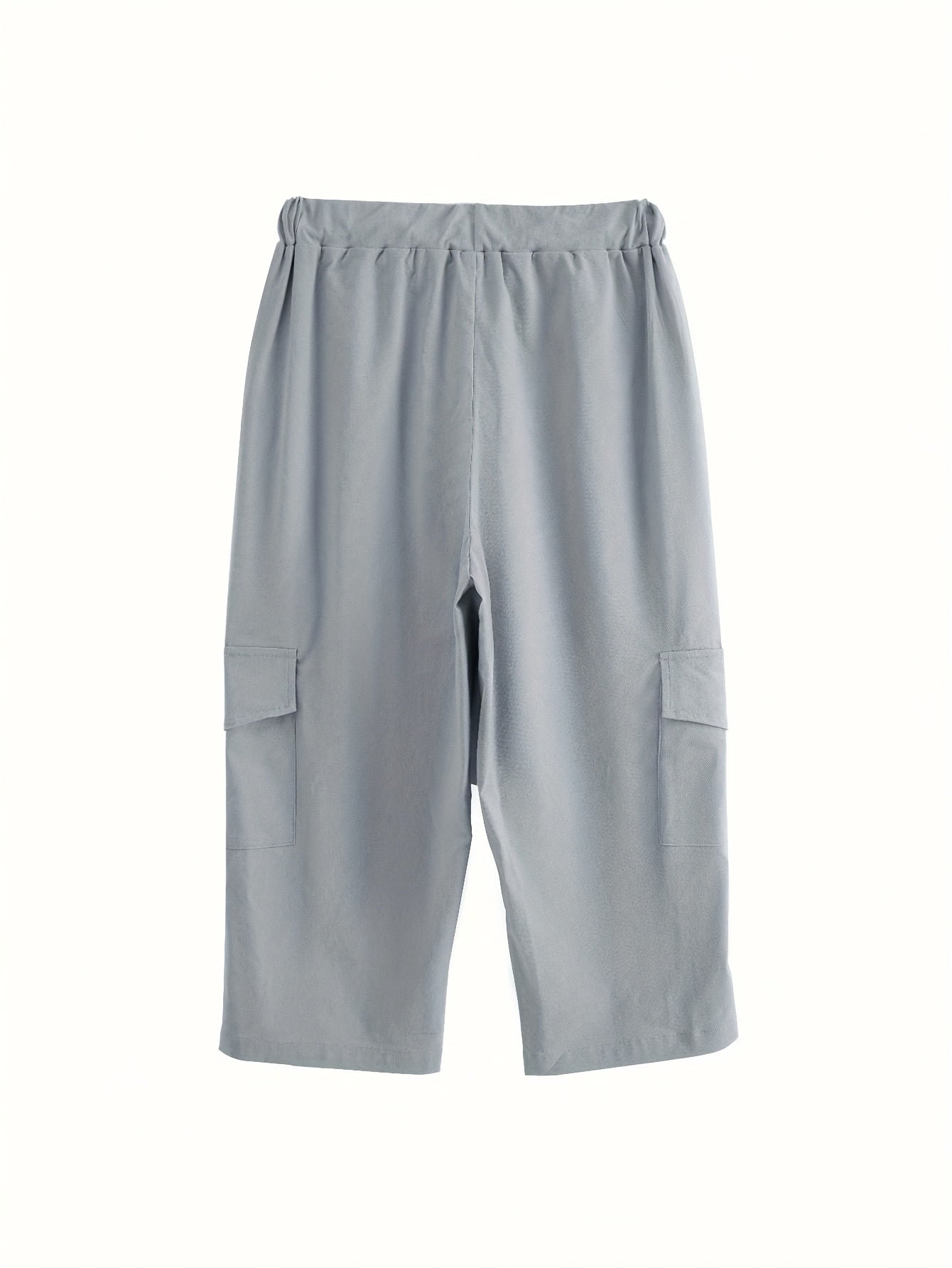 Plus Size Women's Cargo Shorts Black Loose Fit Drawstring Elastic Waist