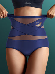 Women High Waist Tummy Control Shapewear Panties Solid Color Briefs Set