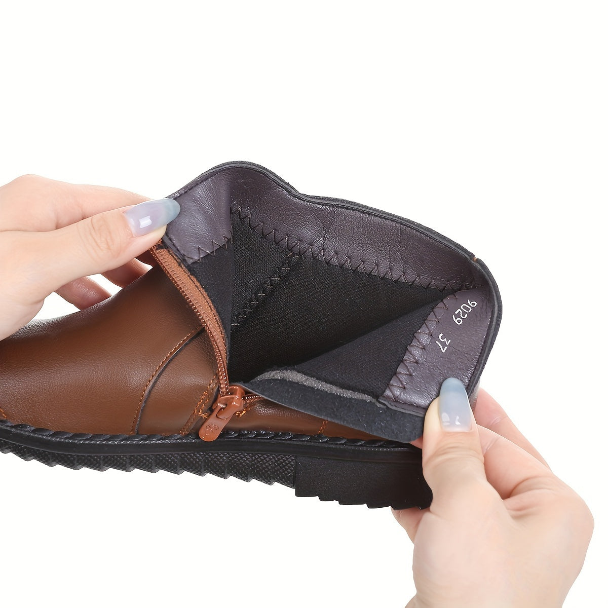 Women's Comfortable Flat Ankle Boots Soft PU Side Zipper All-Season