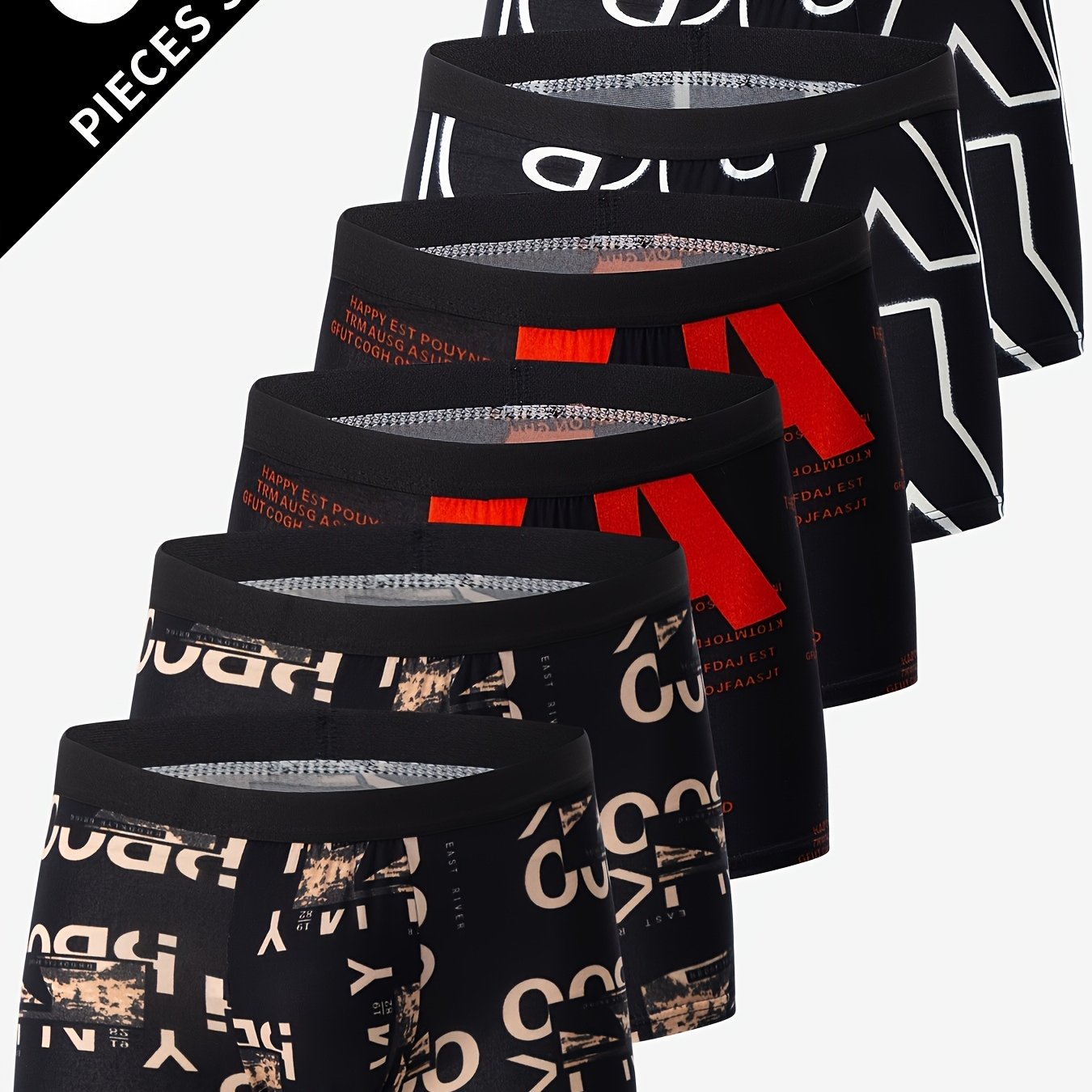 6-Pack Erkaklar uchun Boxer Shortlar, Zamonaviy Printlar bilan, Havo O'tkazuvchi va Qulay.