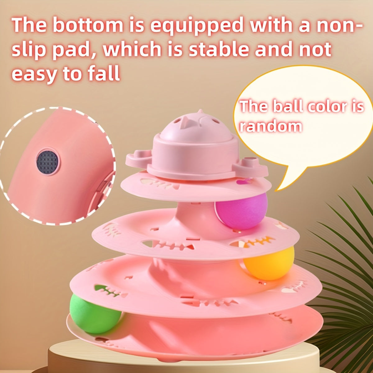 Прочный игровой комплекс для кошек включает вращающиеся шарики, 4-уровневую дорожку, перьевую игрушку и неэлектрический дизайн.