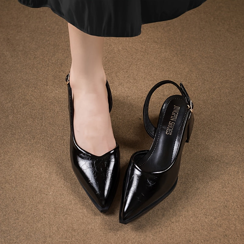 Women's Burgundy Pointed-Toe Block Heel Sandals Dress Shoes for Fall