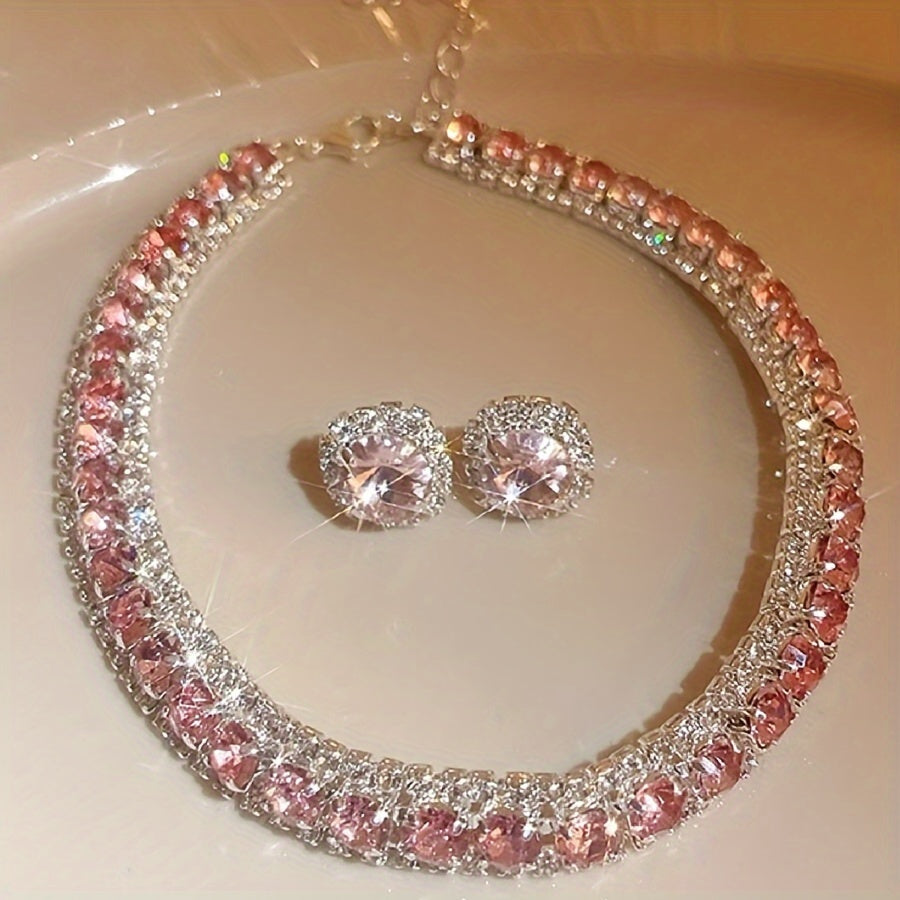 Zarif va hashamatli rhinestone marjon va bilaguzuk to'plami, ayollar uchun zamonaviy zargarlik, kumush tafsilotlari bilan porlaydigan aksessuarlar