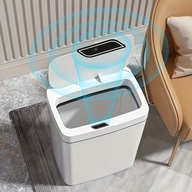 Touch-Free Motion Sensor Trash Can with Odor-Sealing Lid for Bathroom Kitchen Living Room