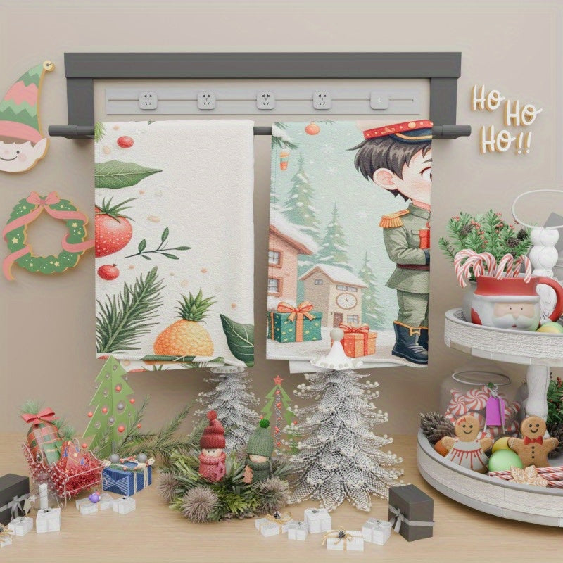 Set of 2 Christmas Kitchen Towels 45x66 cm Festive Tea Towels Holiday Decor