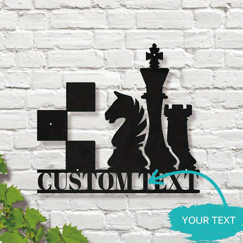 Shaxsiylashtirilgan Shaxmat Piyodasi Eski Hanger: Enthusiastic Shaxmat Ishqibozlari uchun Nafis Qora Metall Devor Dekori, Zamonaviy Uy Dekori uchun Moslashtiriladigan Osma Belgisi